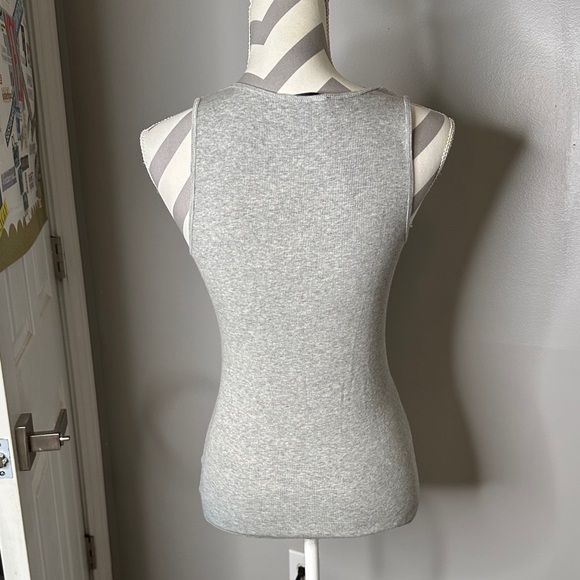 Express Light Gray Ribbed sequin Tank Top - Picture 3 of 4